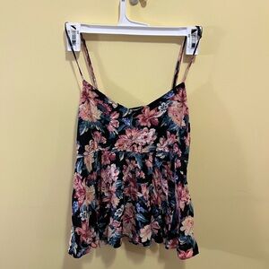 Forever 21 Black Floral Spaghetti Strap Camisole